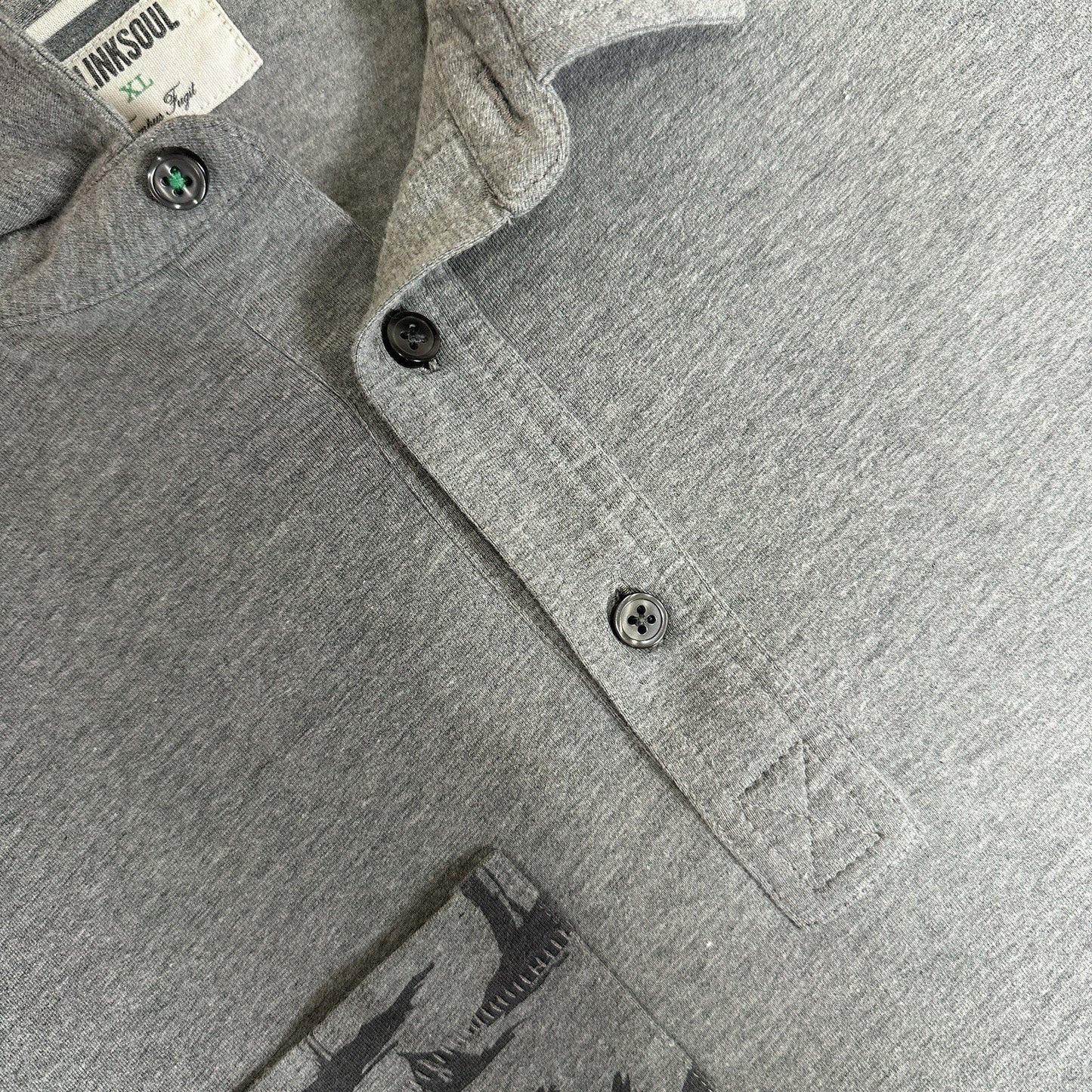 Linksoul Polo Shirt Mens XL Grey Short Sleeve Pocket Golf Casual Cotton Adult