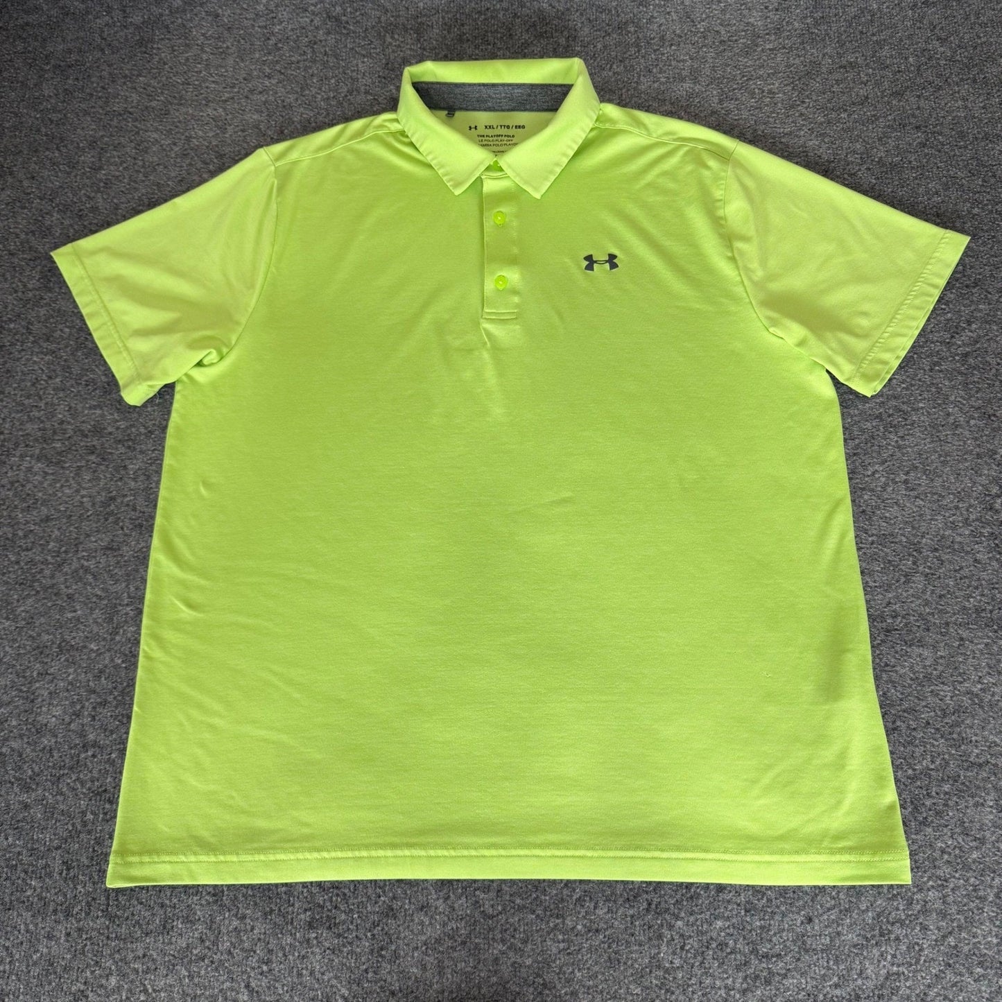 Under Armour Playoff Polo Shirt Mens XXL Neon Green Loose Fit Golf Performance