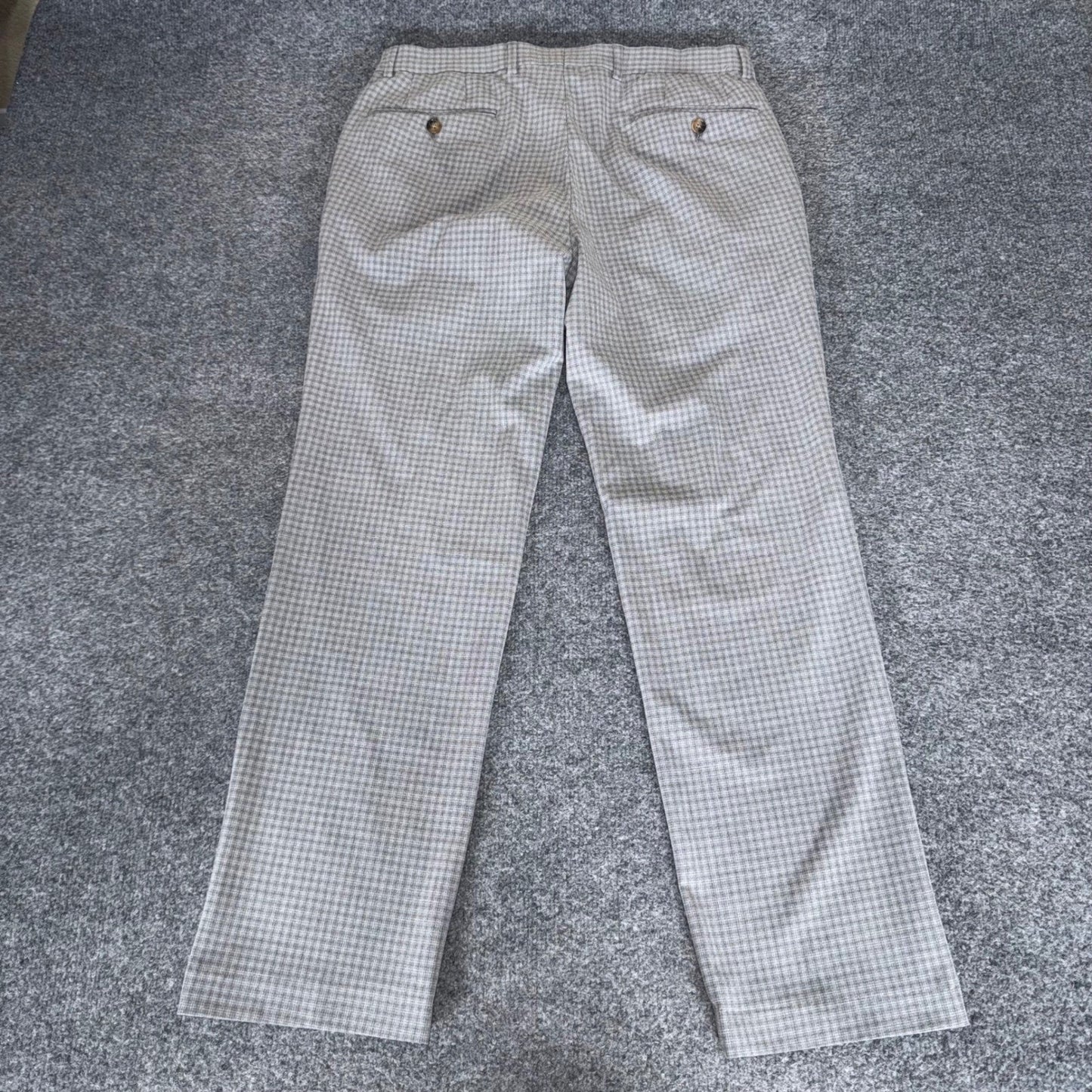 Lauren Ralph Lauren Mens Gray Plaid Dress Pants 33x30 (32x29.5) Stretch Trousers
