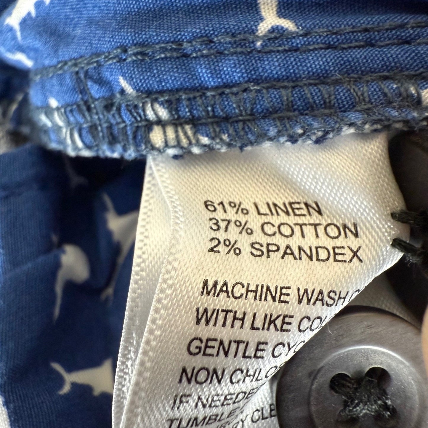 Tommy Bahama Mens Shorts 35 Blue Linen Blend Casual Summer Flat Front Beach