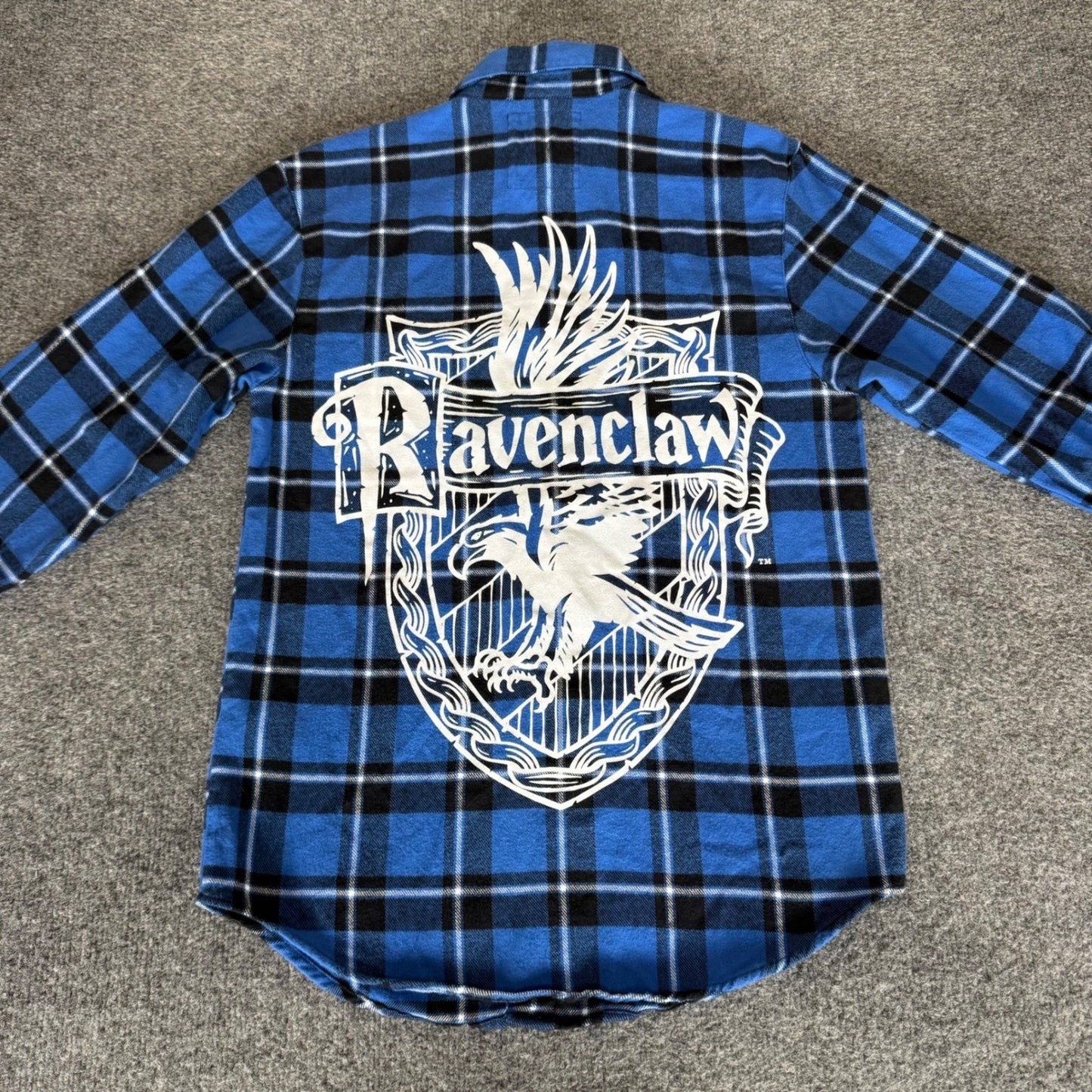Harry Potter Ravenclaw Cakeworthy Flannel Shirt Mens Medium Blue Plaid Wizard