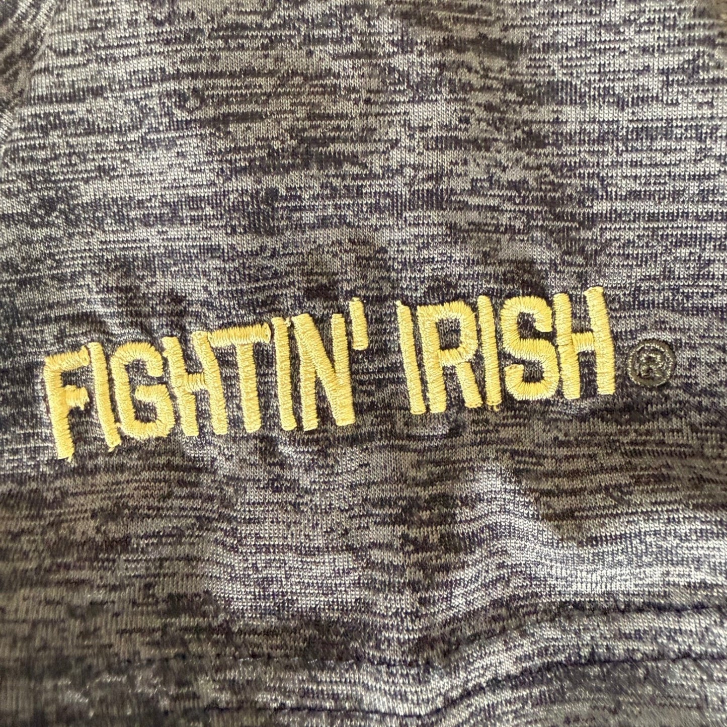 Notre Dame Fighting Irish Mens XXL Polo Shirt Gray Performance Raglan Stretch
