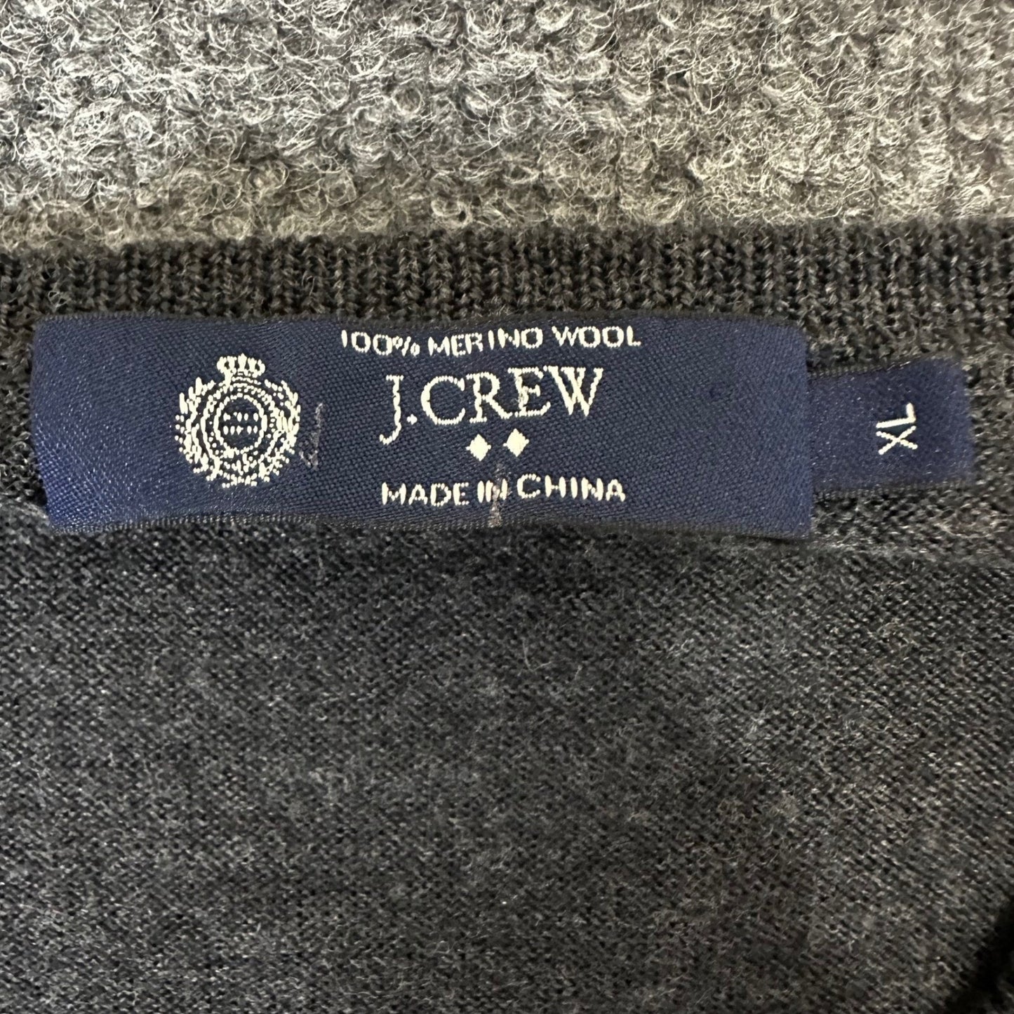 J.Crew Merino Wool Sweater V-Neck Pullover Soft Knit Gray XL