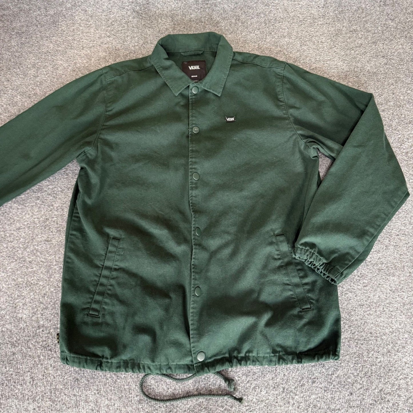 Vans Torrey Snap Front Jacket Mens Medium Green Drawstring Hem Streetwear Skate