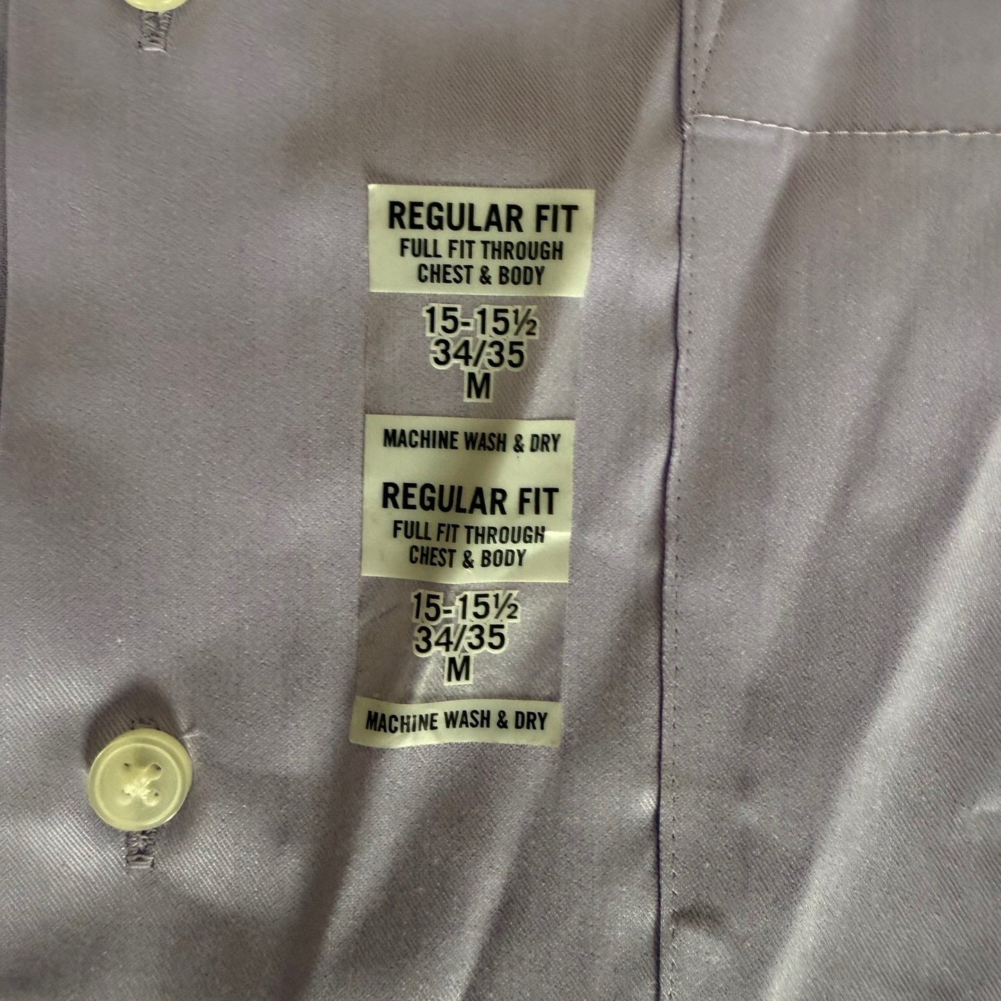 Van Heusen Mens M Regular Fit Stretch Dress Shirt Lavender 15-15.5 34/35 NEW
