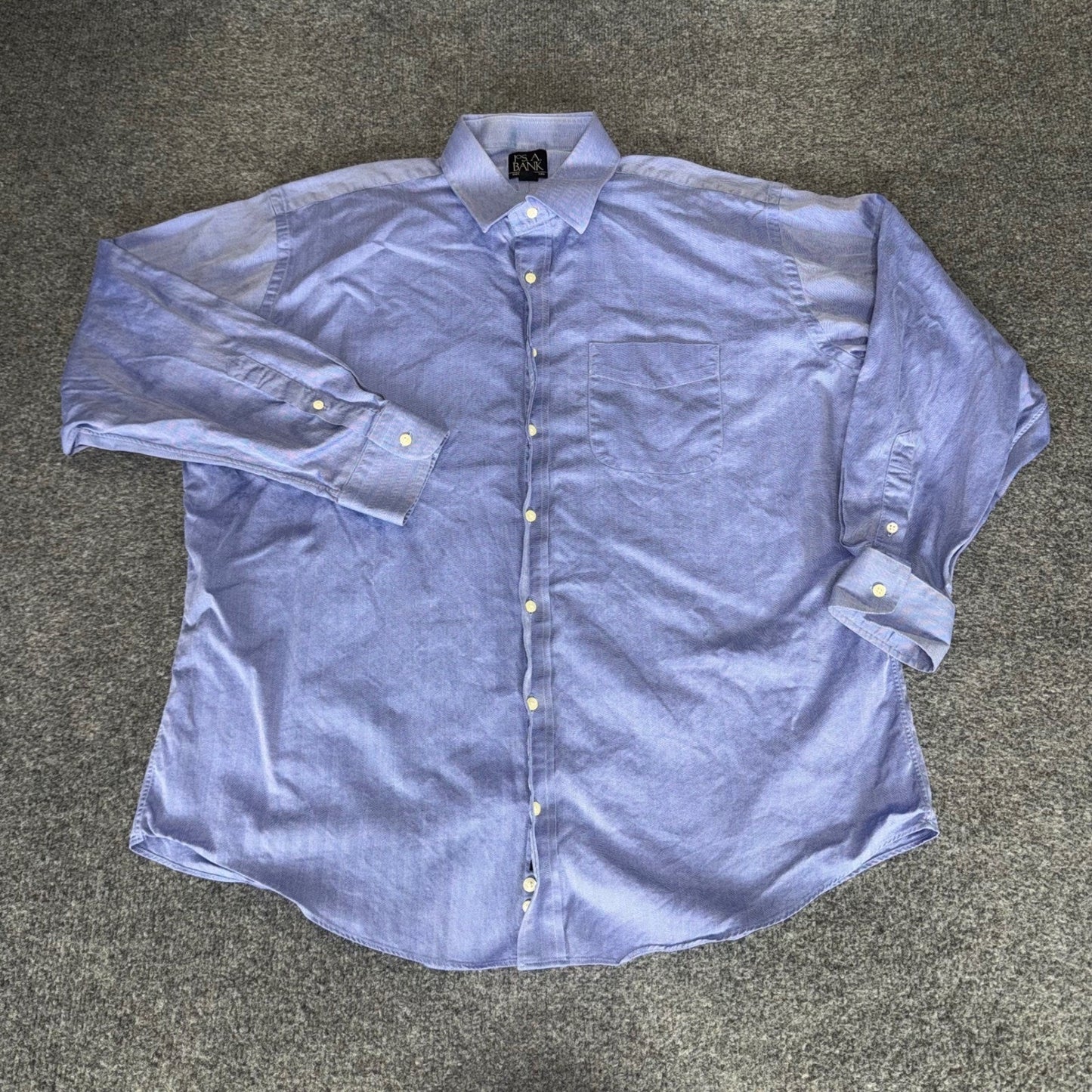 Jos. A. Bank Mens Blue Cotton Dress Shirt 17-34 Long Sleeve Button Up Business