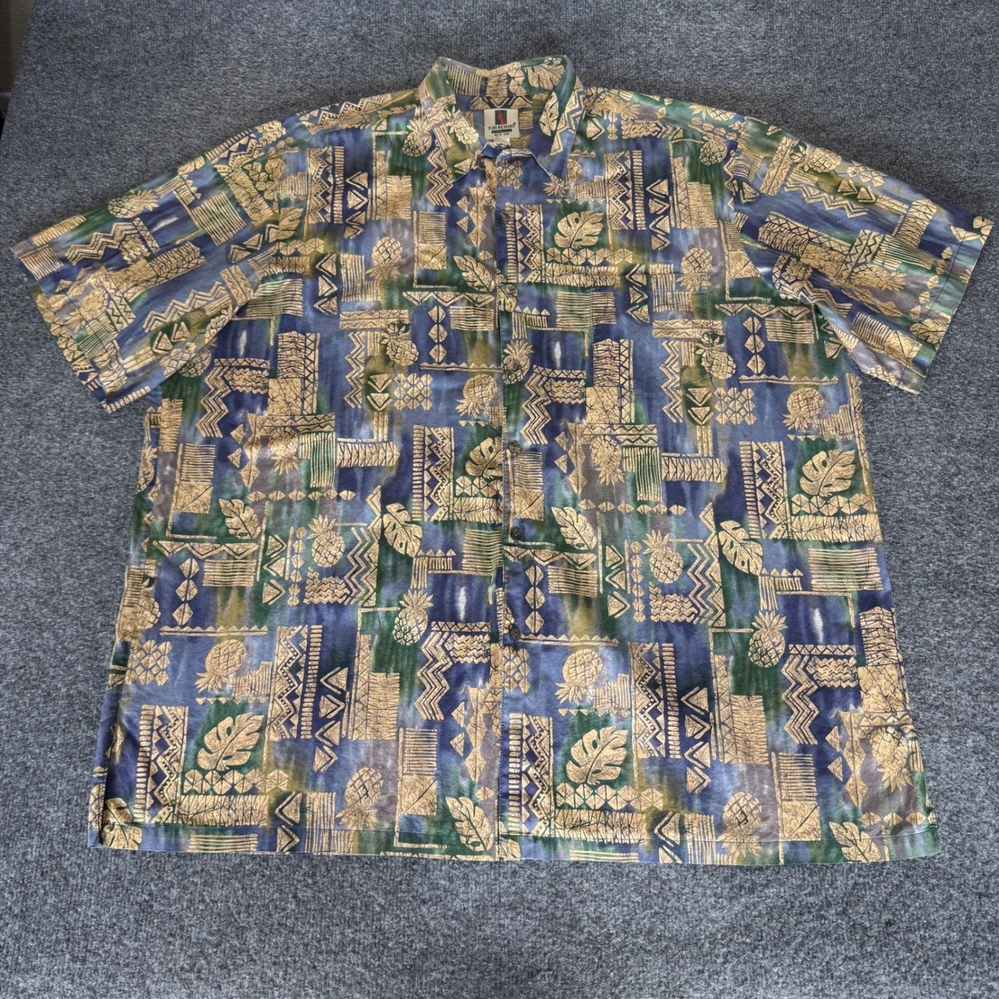 Tori Richard Hawaiian Shirt Mens 3XL Tall Tribal Geometric Aloha Resort Vacation