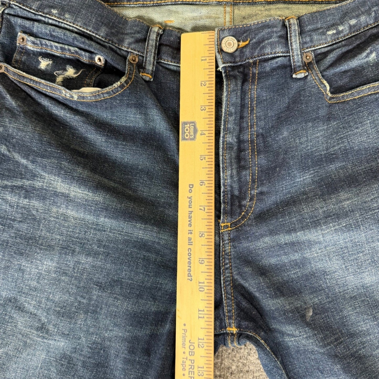 Gap Denim Slim Fit Distressed Jeans Mens 38x34 Dark Wash Blue Stretch Denim Pant