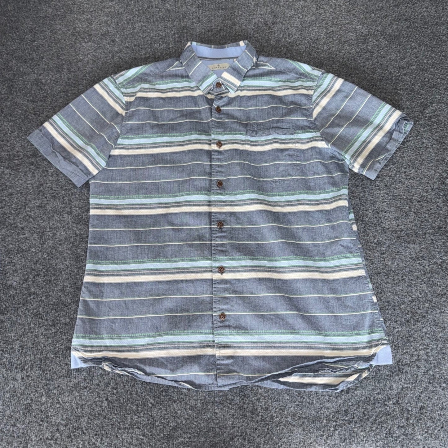 7 Diamonds Shirt Mens Large Striped Short Sleeve Button Up Casual Modern Comfort