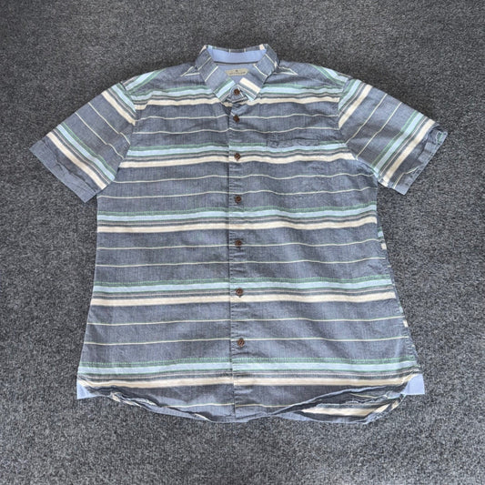 7 Diamonds Shirt Mens Large Striped Short Sleeve Button Up Casual Modern Comfort
