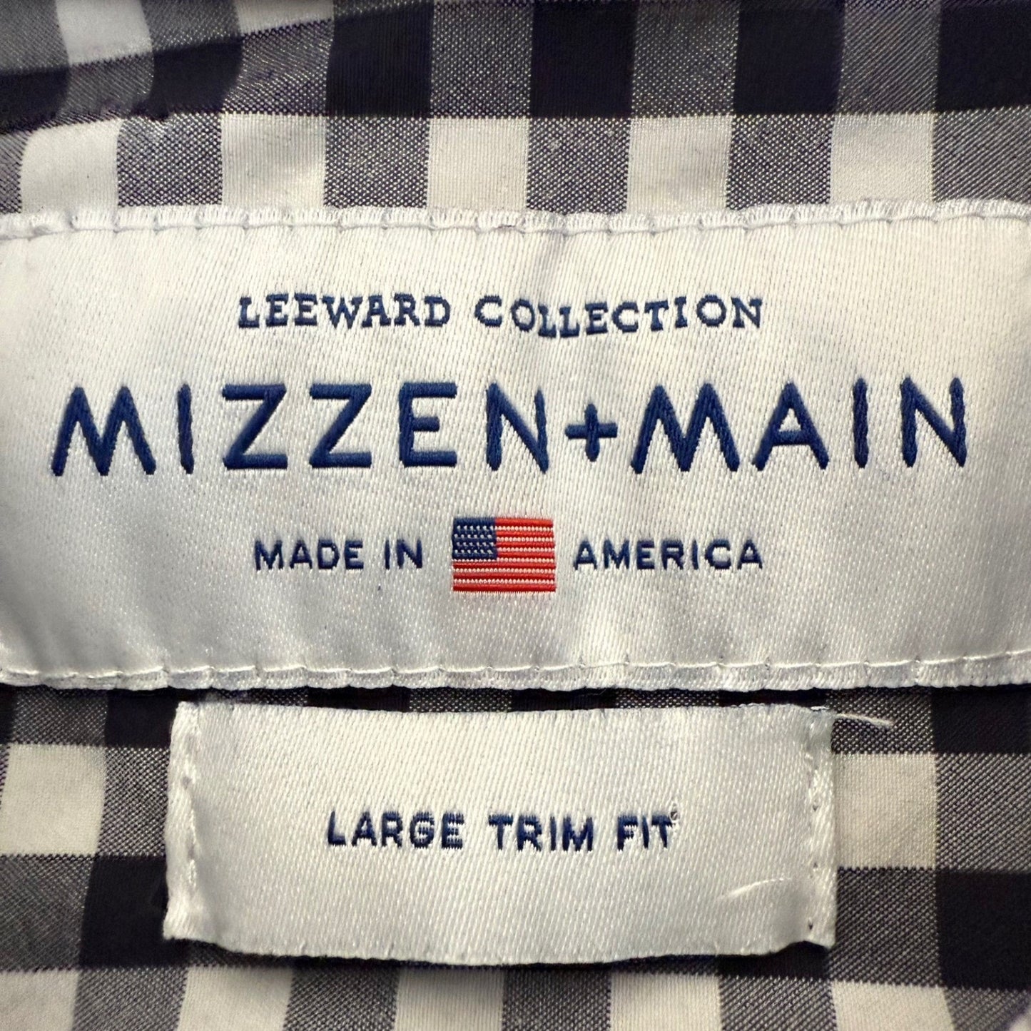Mizzen+Main Gingham Shirt Mens L Trim Fit Button Up Stretch Casual Performance