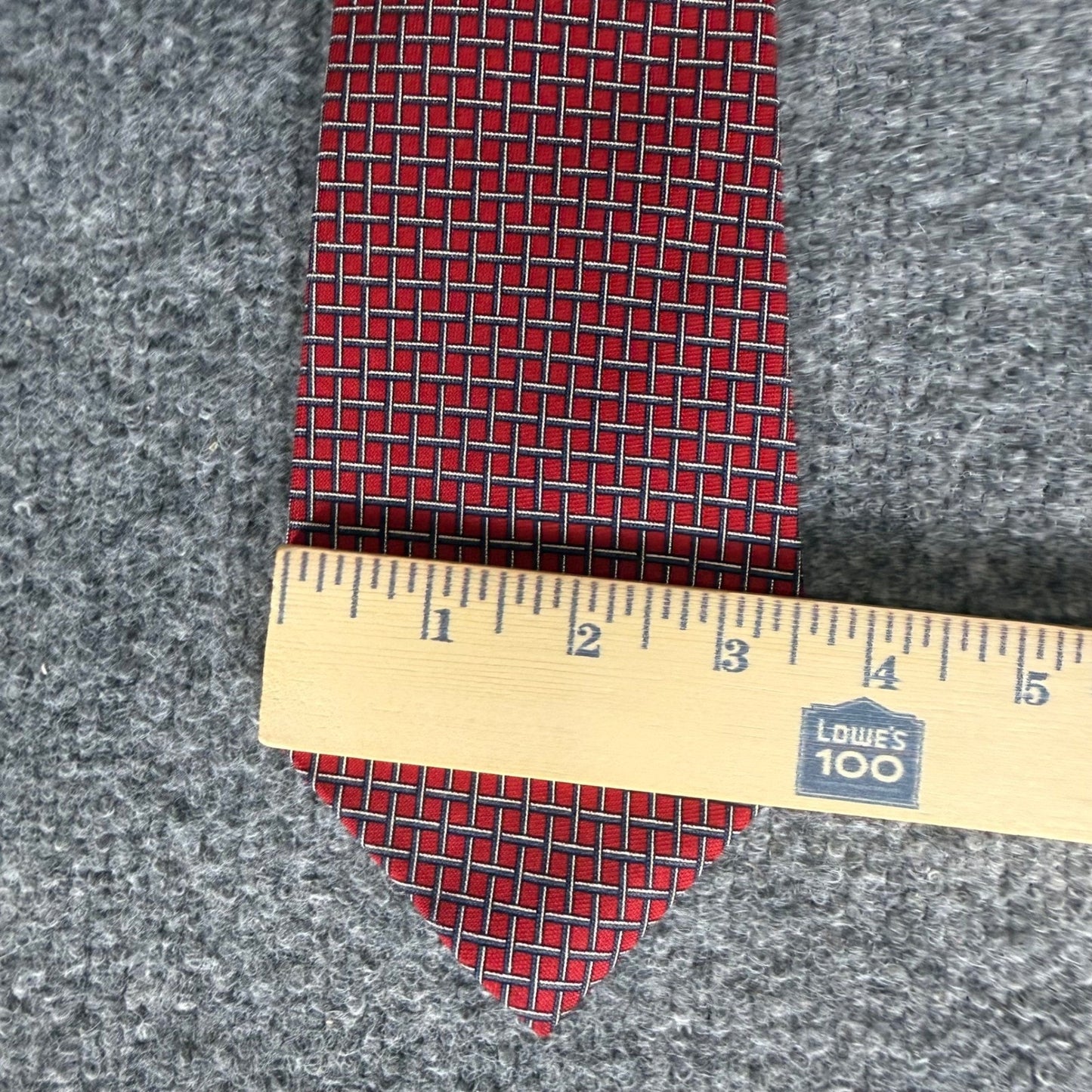 Lauren Ralph Lauren Green Label Mens Red Grid Silk Tie Hand Finished USA Made
