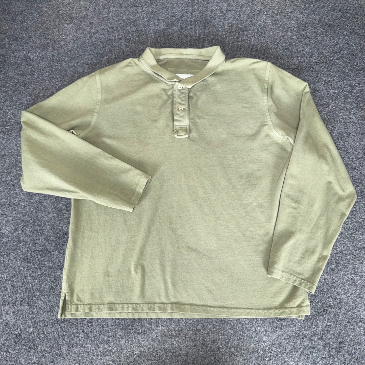 Peter Manning Mens Medium Green Cotton Long Sleeve Polo Shirt Casual Classic