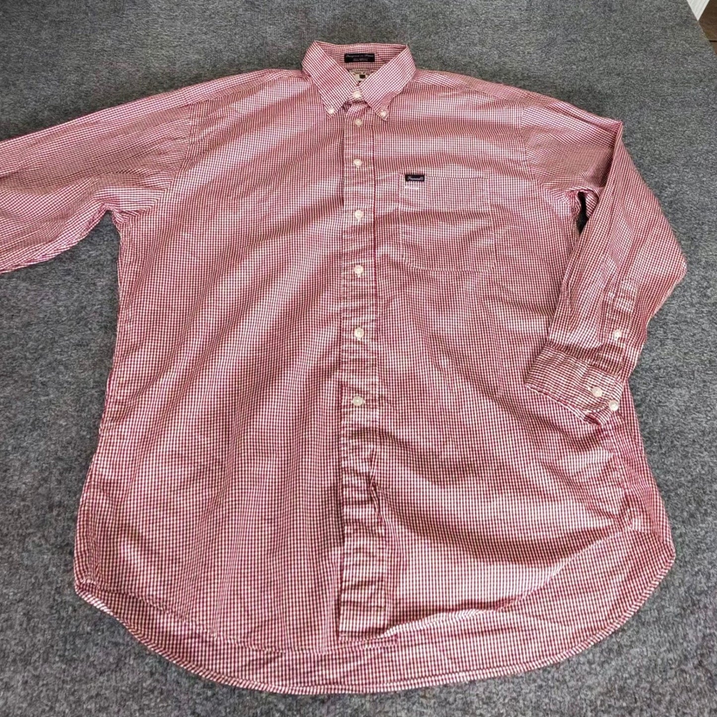 Faconnable Shirt Mens Large Red Gingham Long Sleeve Button Down Casual Classic