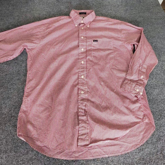 Faconnable Shirt Mens Large Red Gingham Long Sleeve Button Down Casual Classic