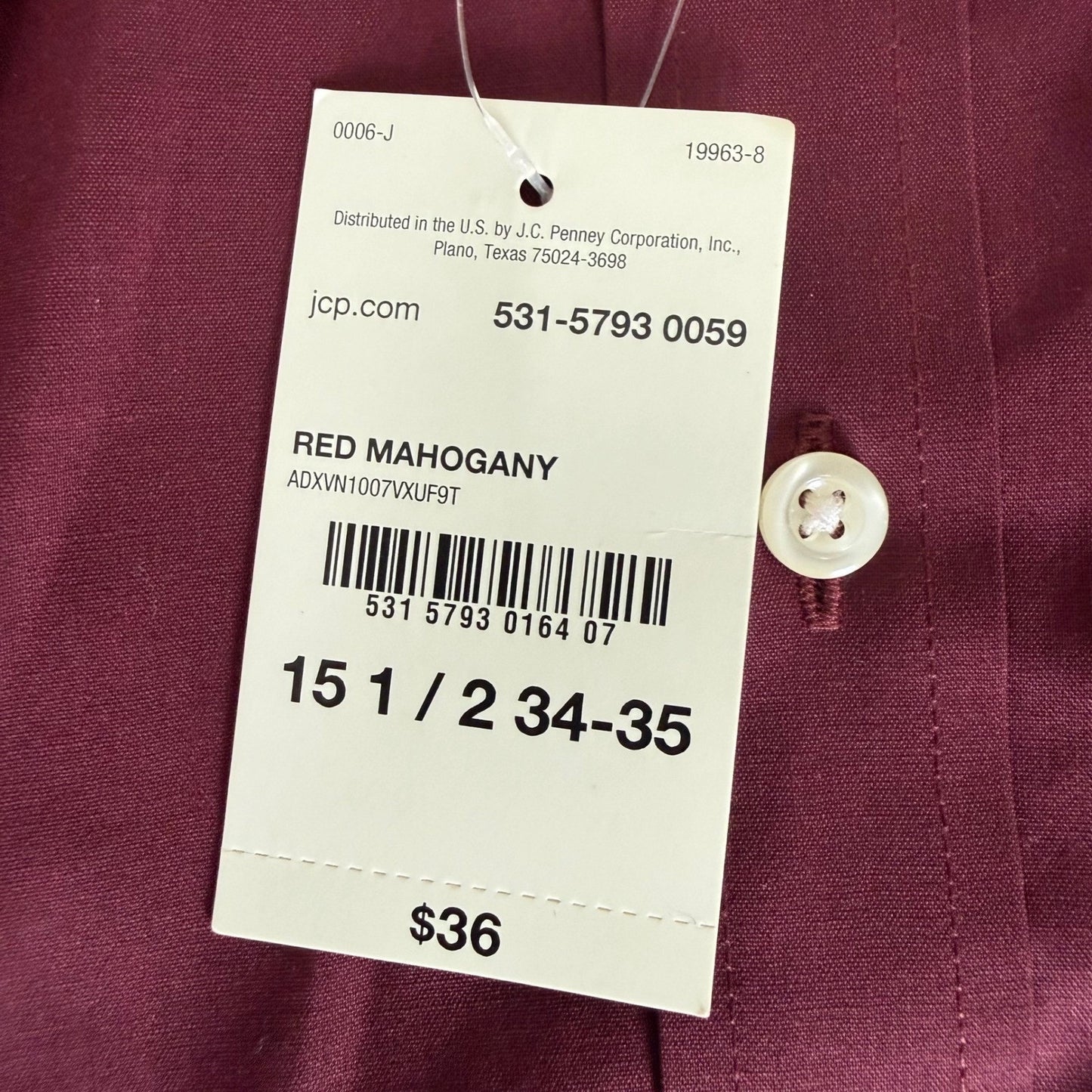 Stafford Mens Red Mahogany Easy-Care Broadcloth Dress Shirt 15.5 34-35 NEW