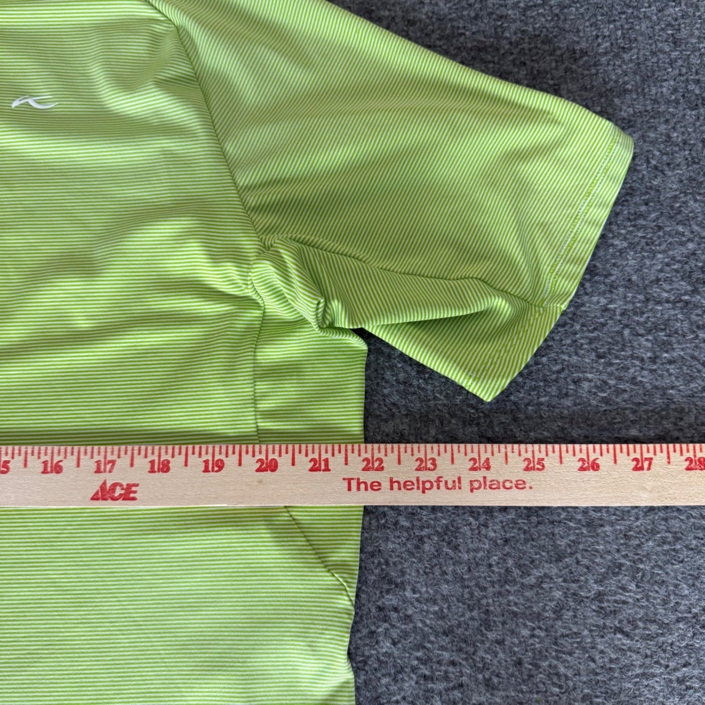 Kjus Mens Soren Stripe Polo Shirt Lime Green Golf UPF 50+ Medium Short Sleeve