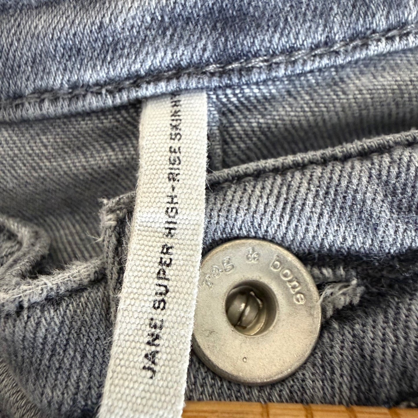 Rag Bone Jane Super High Rise Skinny Jeans Womens 30 (32x30) Gray Stretch Casual