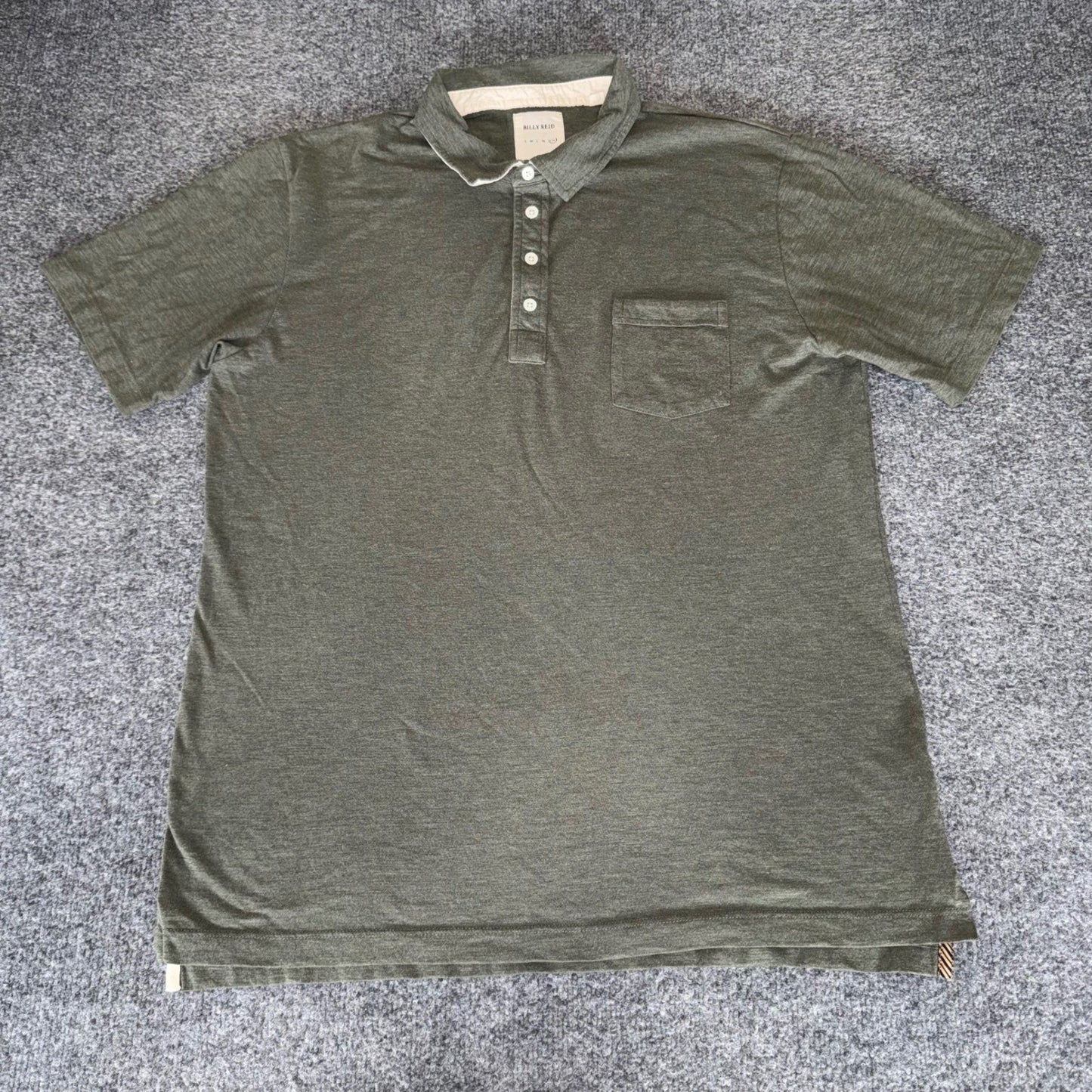 Billy Reid Polo Shirt Mens 2XL Olive Green Short Sleeve Casual Preppy Designer
