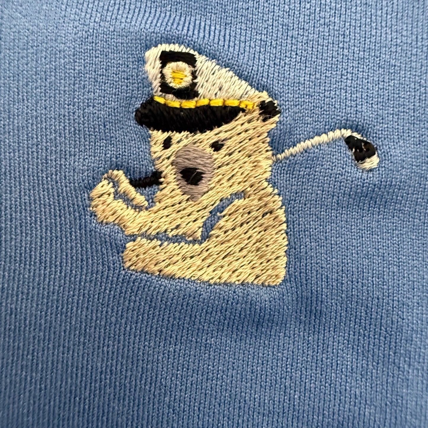 B Draddy Captain Bear Golf 1/4 Zip Pullover Sweater Mens Medium Blue Stretch