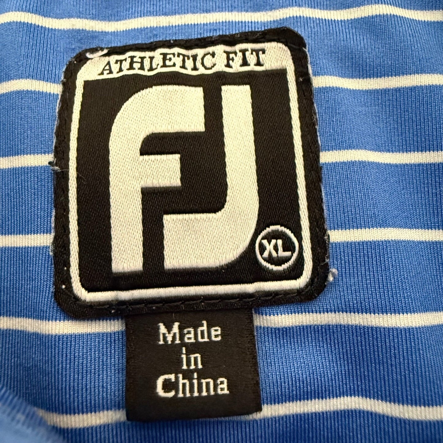 FootJoy Golf Polo Shirt Mens XL Blue Striped Athletic Fit Performance Stretch