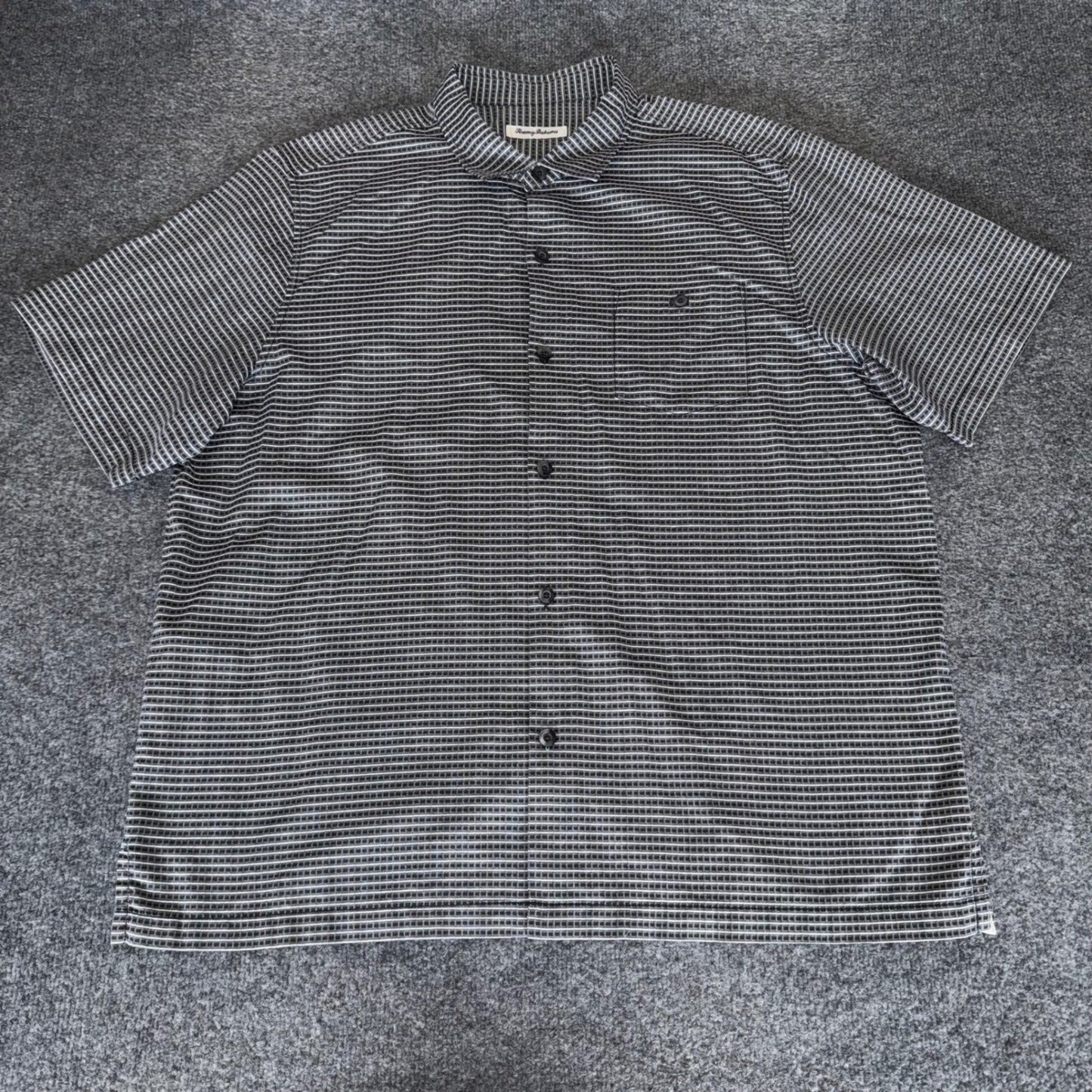 Tommy Bahama Shirt Mens 2XL Gray Silk Cotton Short Sleeve Button Up