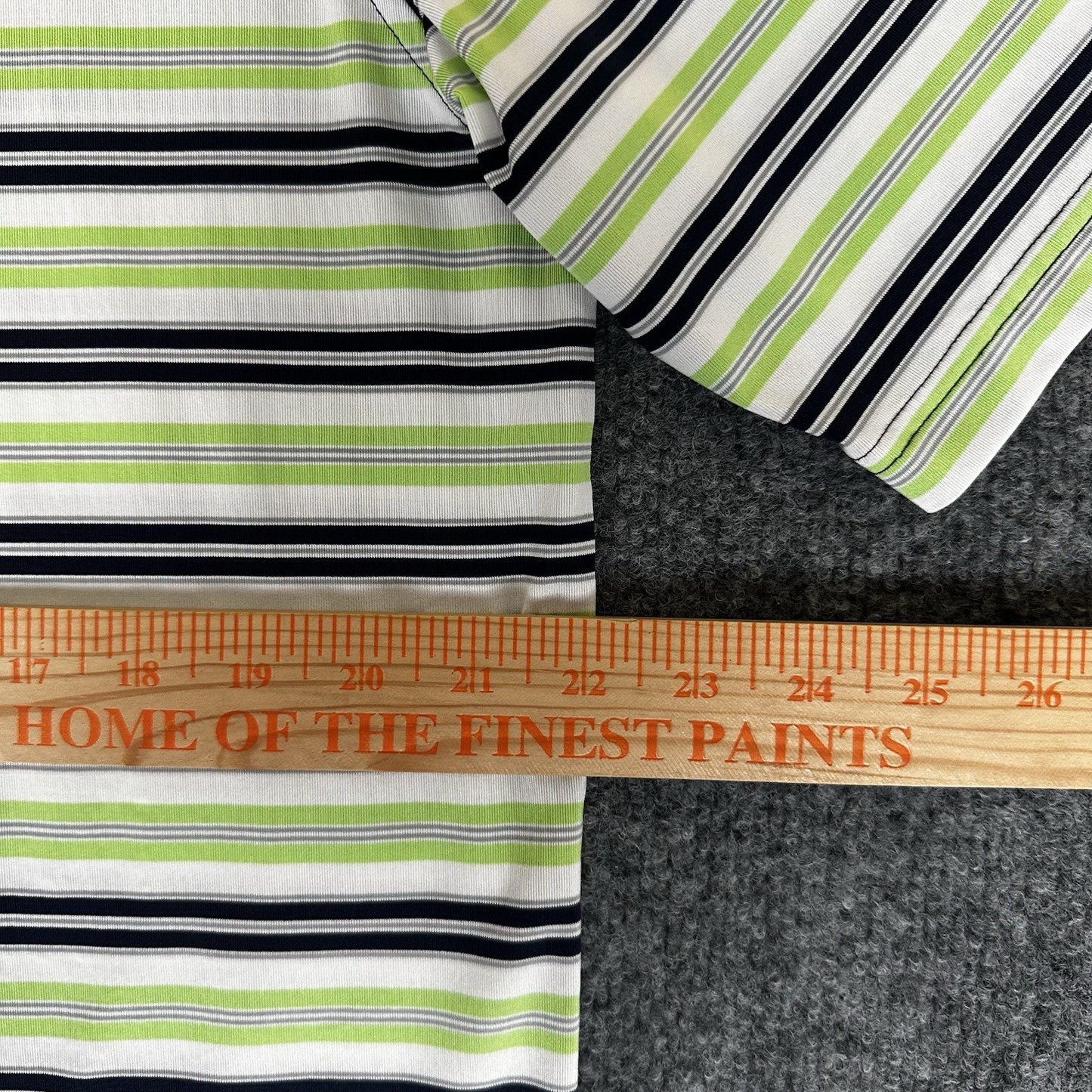 Footjoy Polo Shirt Mens Large Green Striped Athletic Fit FJ Golf Short Sleeve