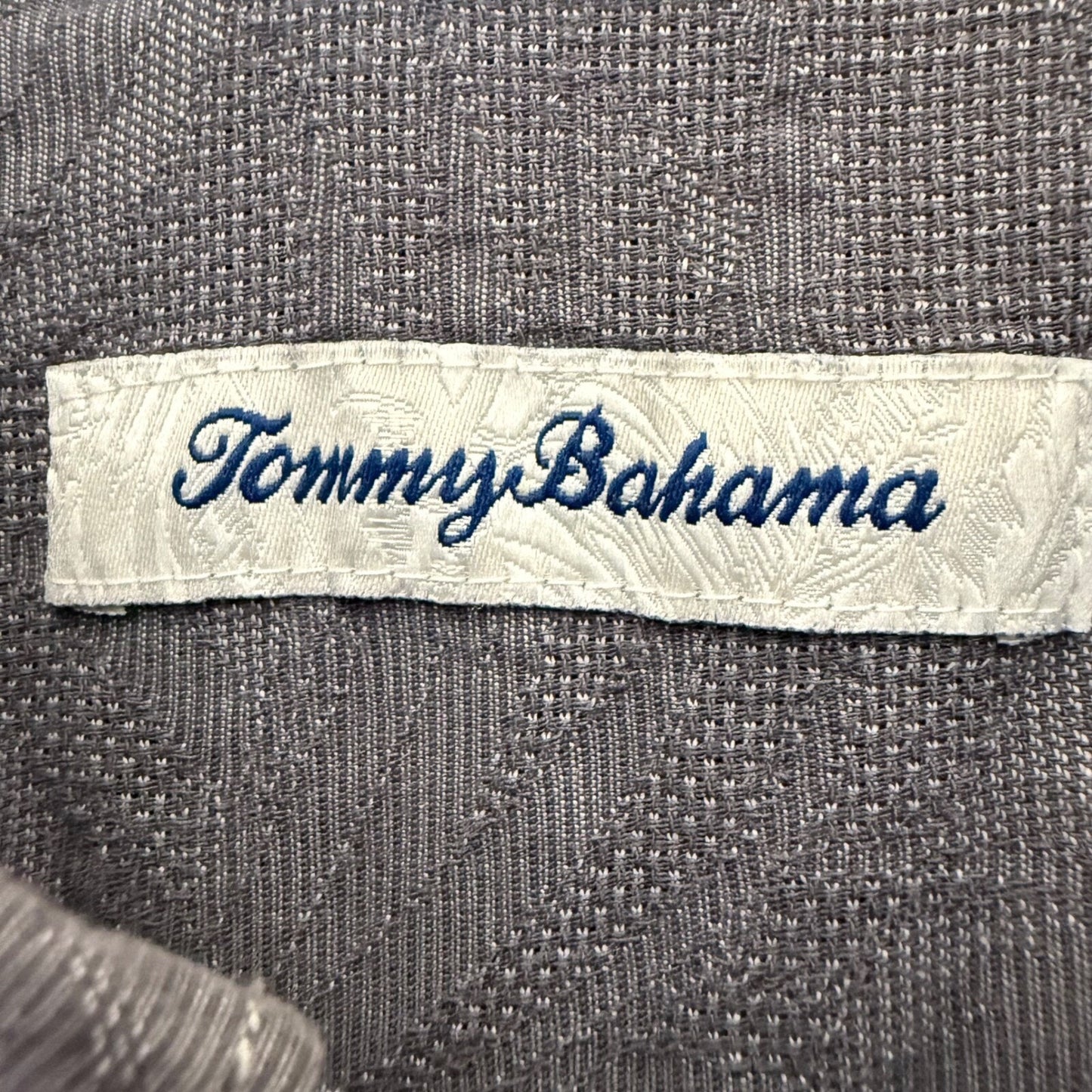 Tommy Bahama Shirt Men's 2XL Grey Palm Tree Print Short Sleeve Button Up XXL