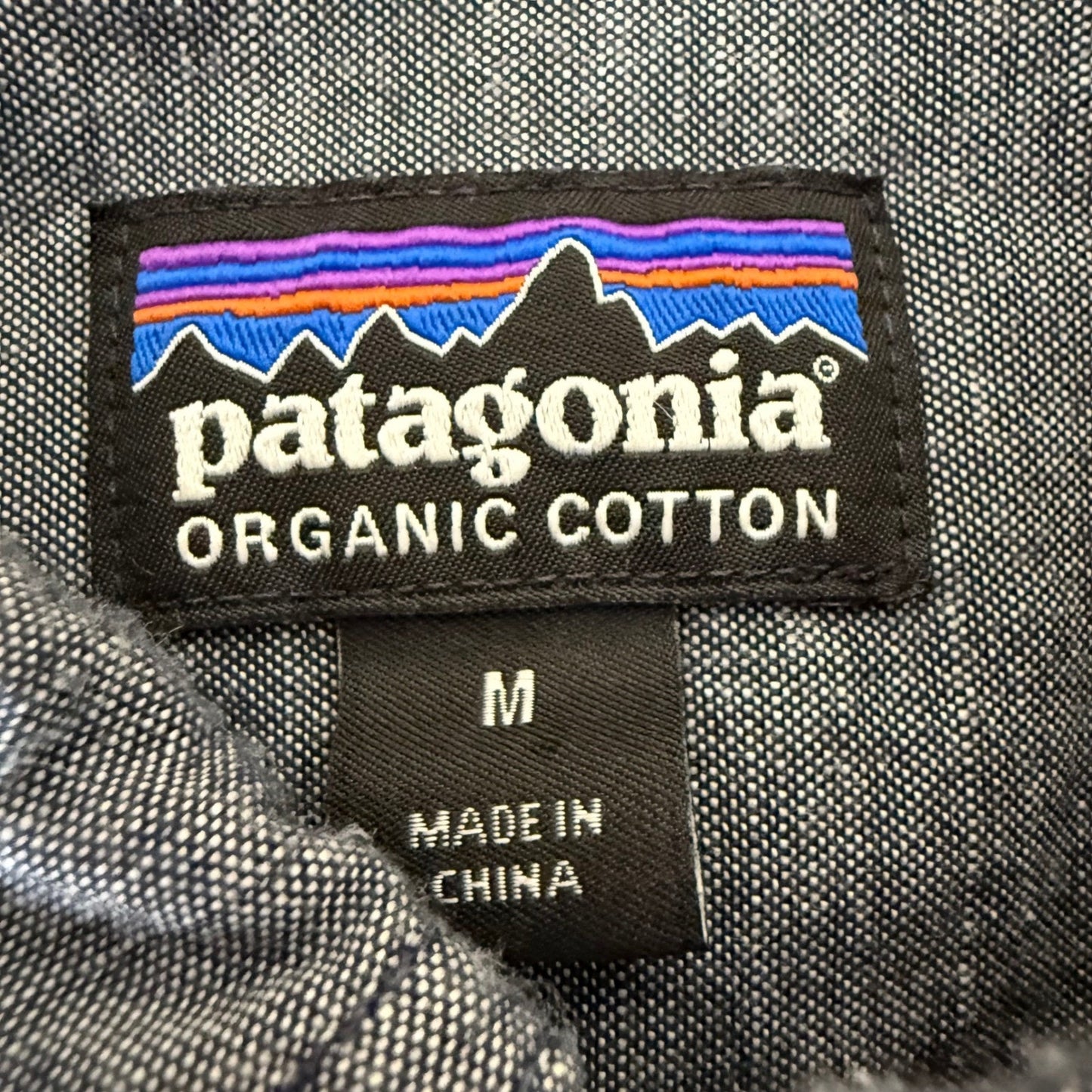 Patagonia Bluffside Shirt Men Medium Blue Organic Cotton Button Down Long Sleeve