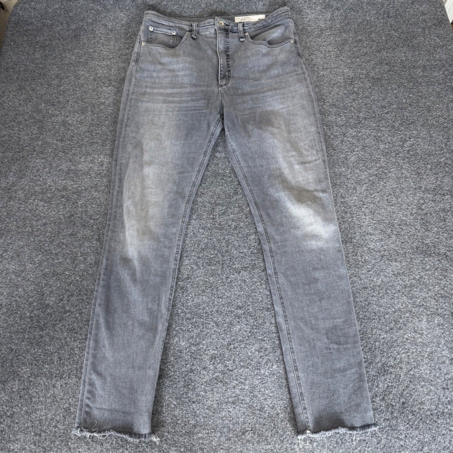Rag Bone Jane Super High Rise Skinny Jeans Womens 30 (32x30) Gray Stretch Casual