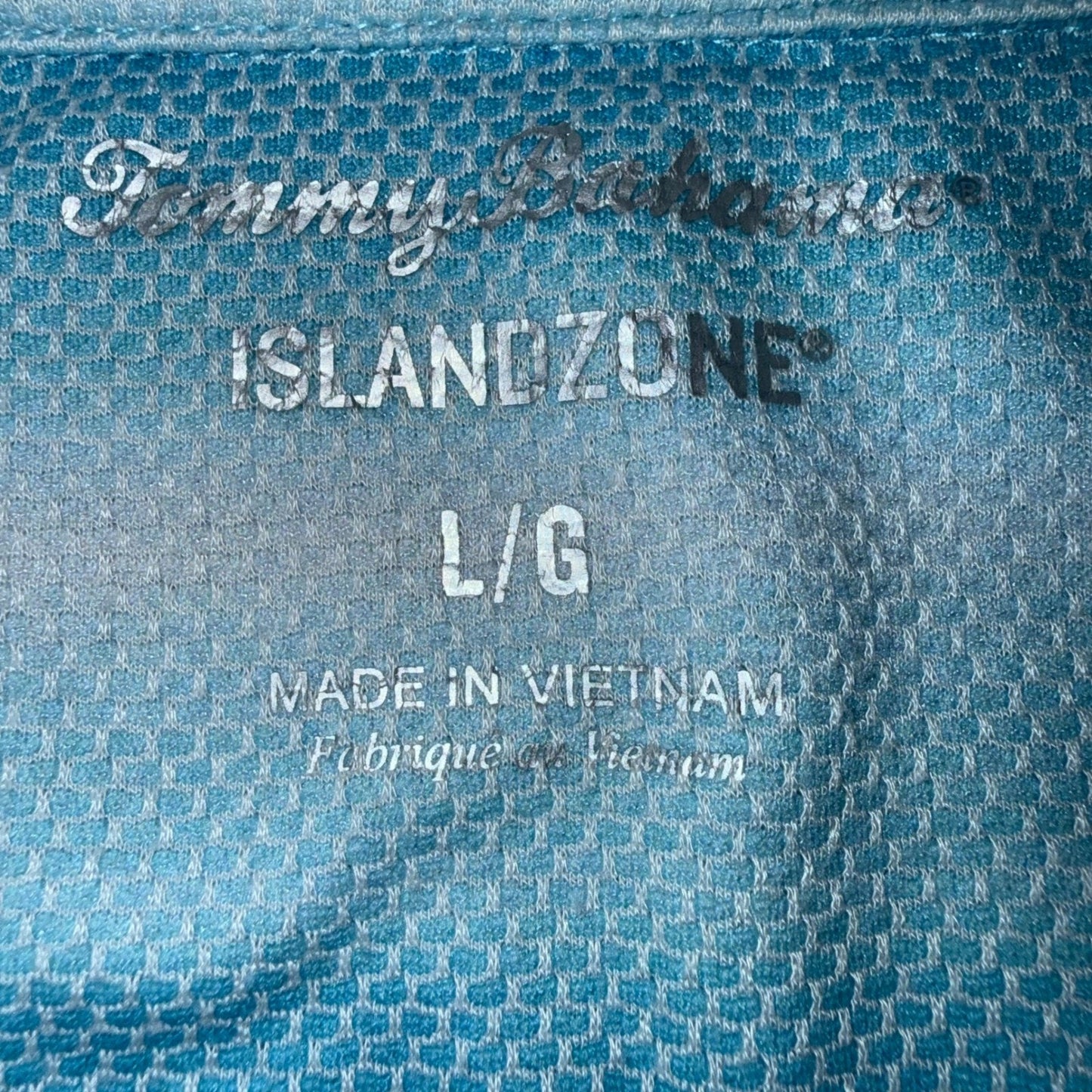 Tommy Bahama IslandZone Polo Shirt Mens Large Tropical Palm Tree Beach Sunset