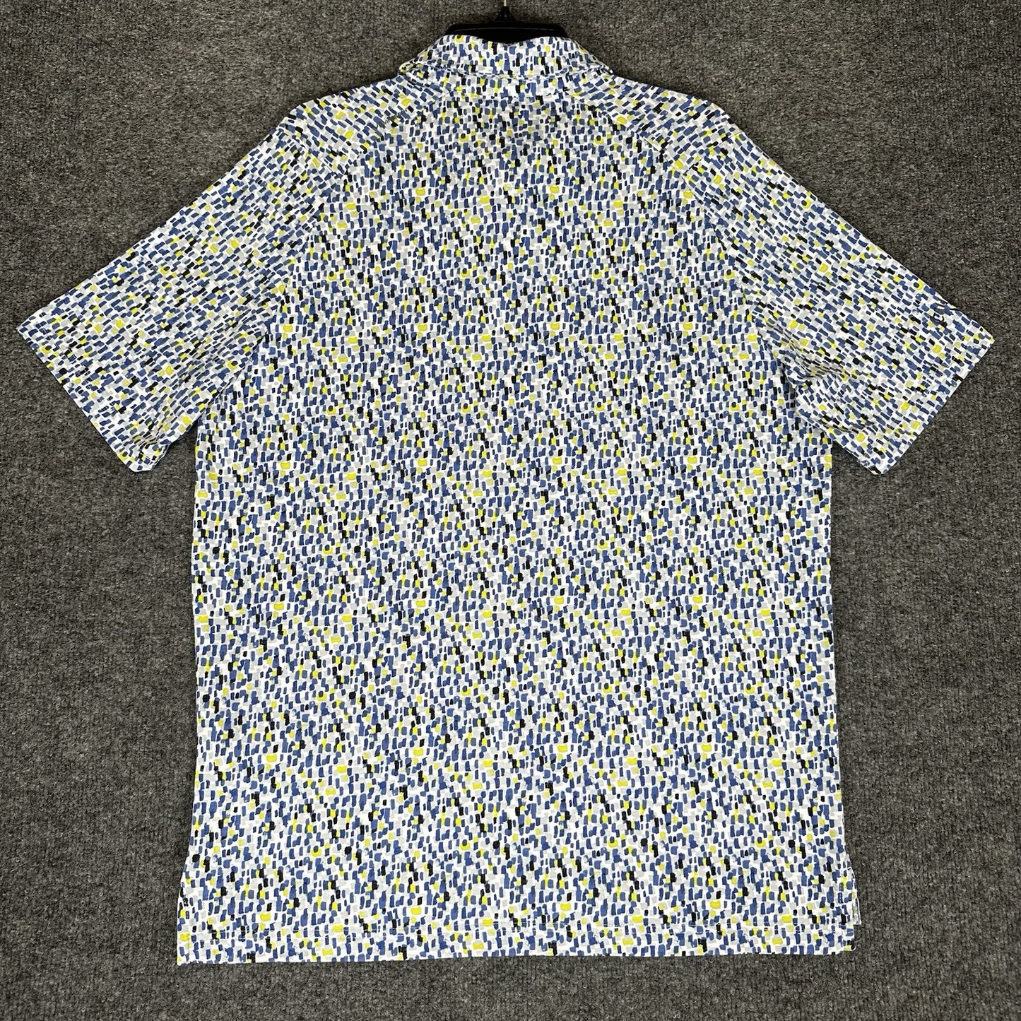 Callaway Polo Shirt Mens M Blue Yellow Geometric Golf Short Sleeve AOP Adult