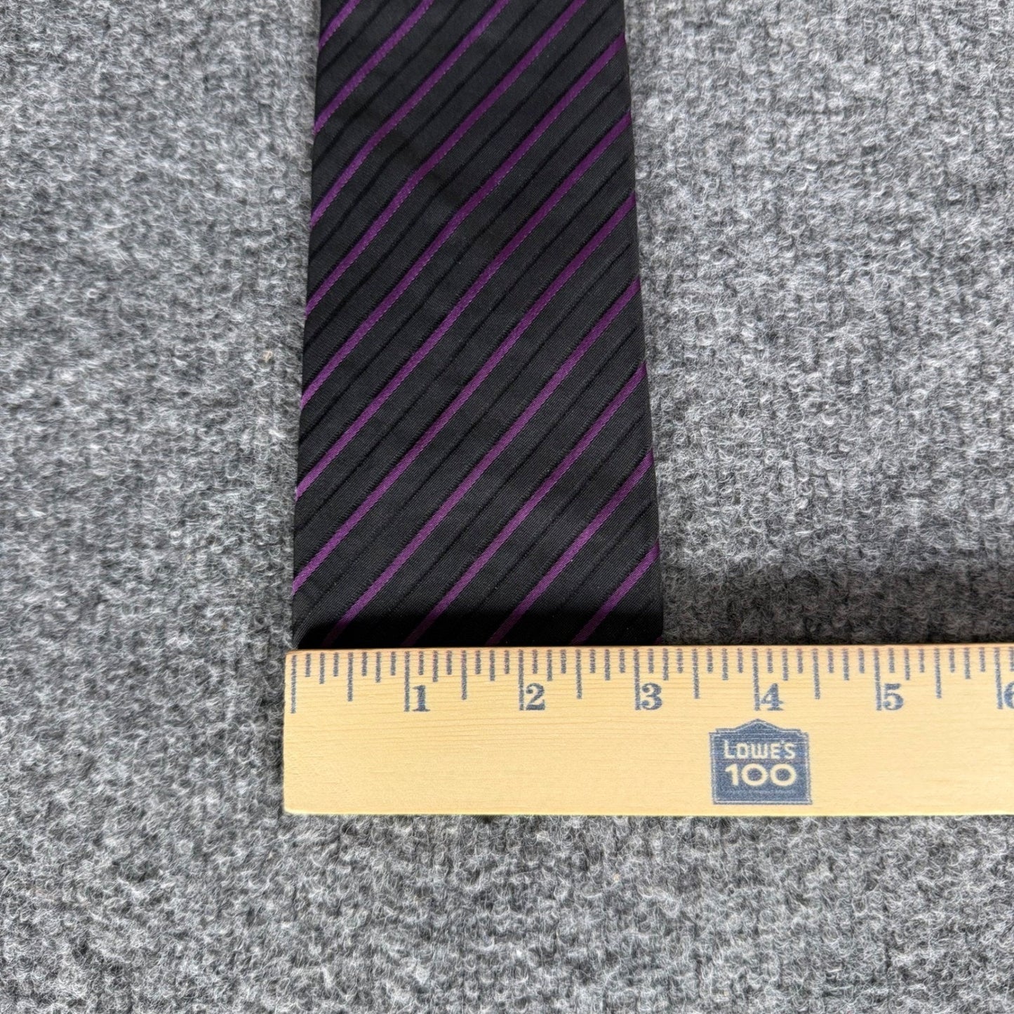 Hugo Boss Mens Silk Tie Black Purple Diagonal Striped Made in Italy Necktie