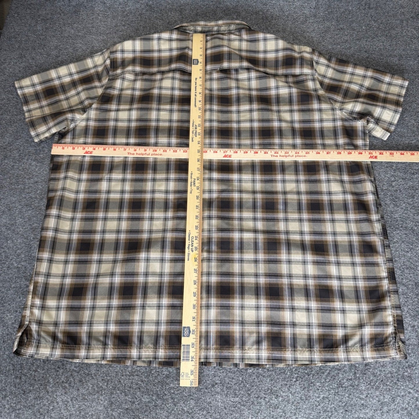 Croft & Barrow Quick Dry Plaid Shirt Mens 3XB Brown Short Sleeve Button Up