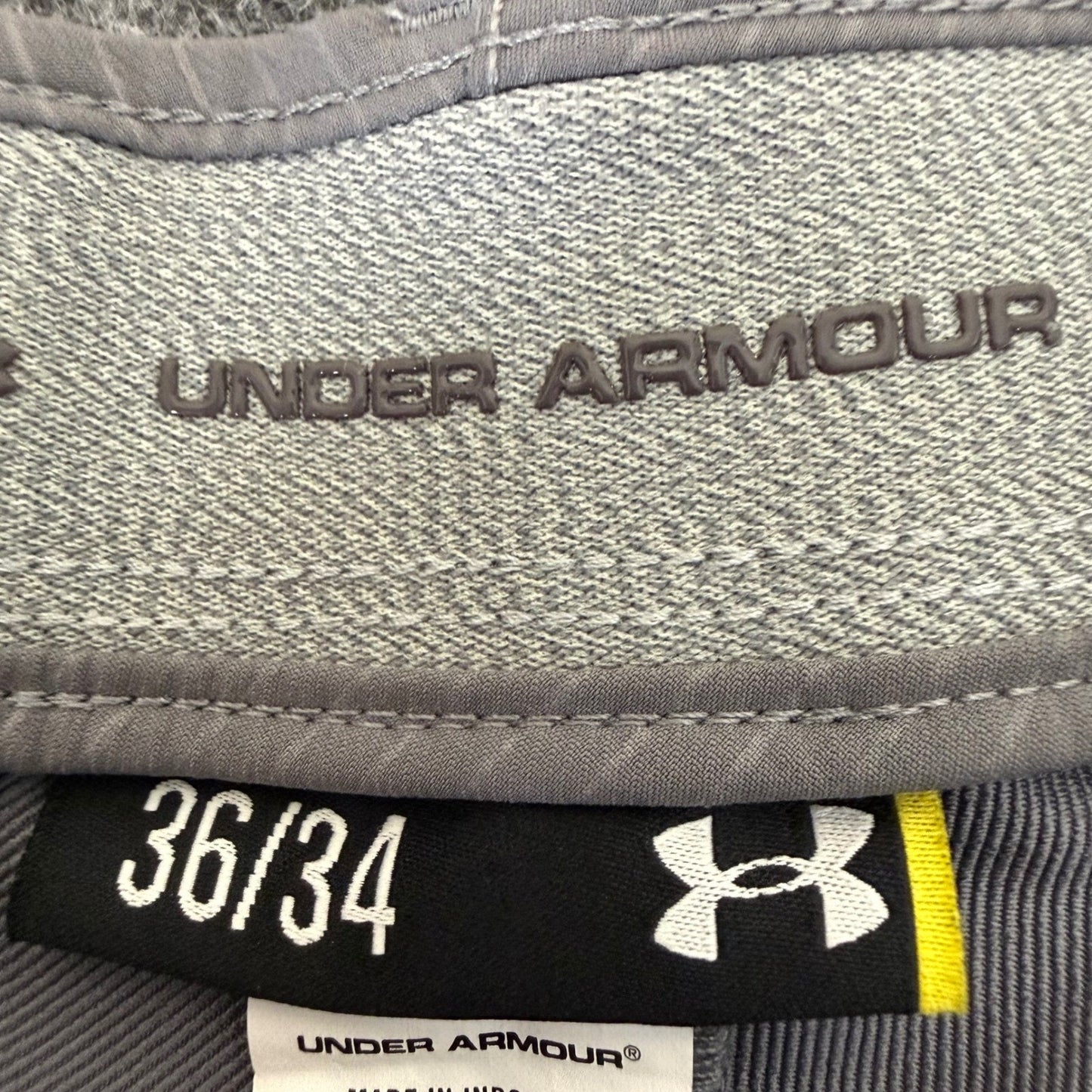 Under Armour Mens Golf Pants Gray Pinstripe Match Play 36x34 Straight Leg Chino