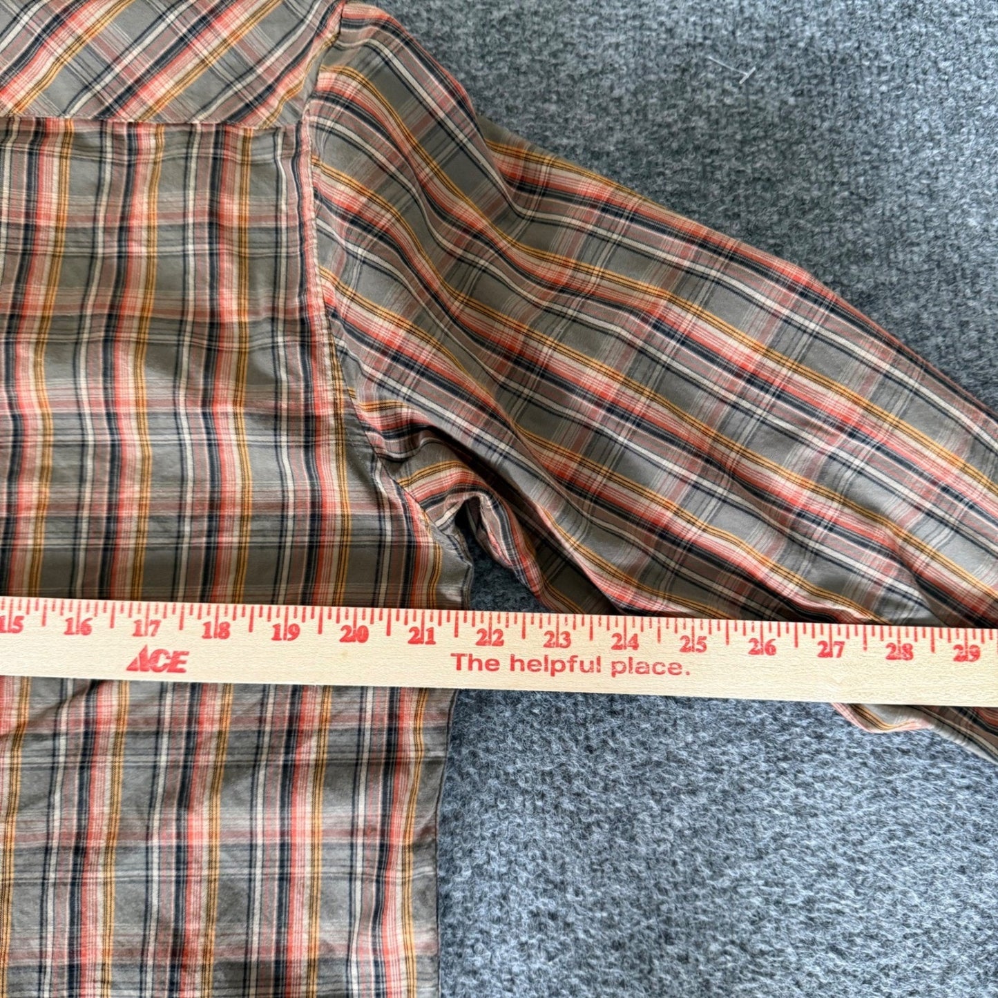 RVCA Men Medium Brown Orange Plaid Button Up Shirt Long Sleeve Cotton Skate Surf