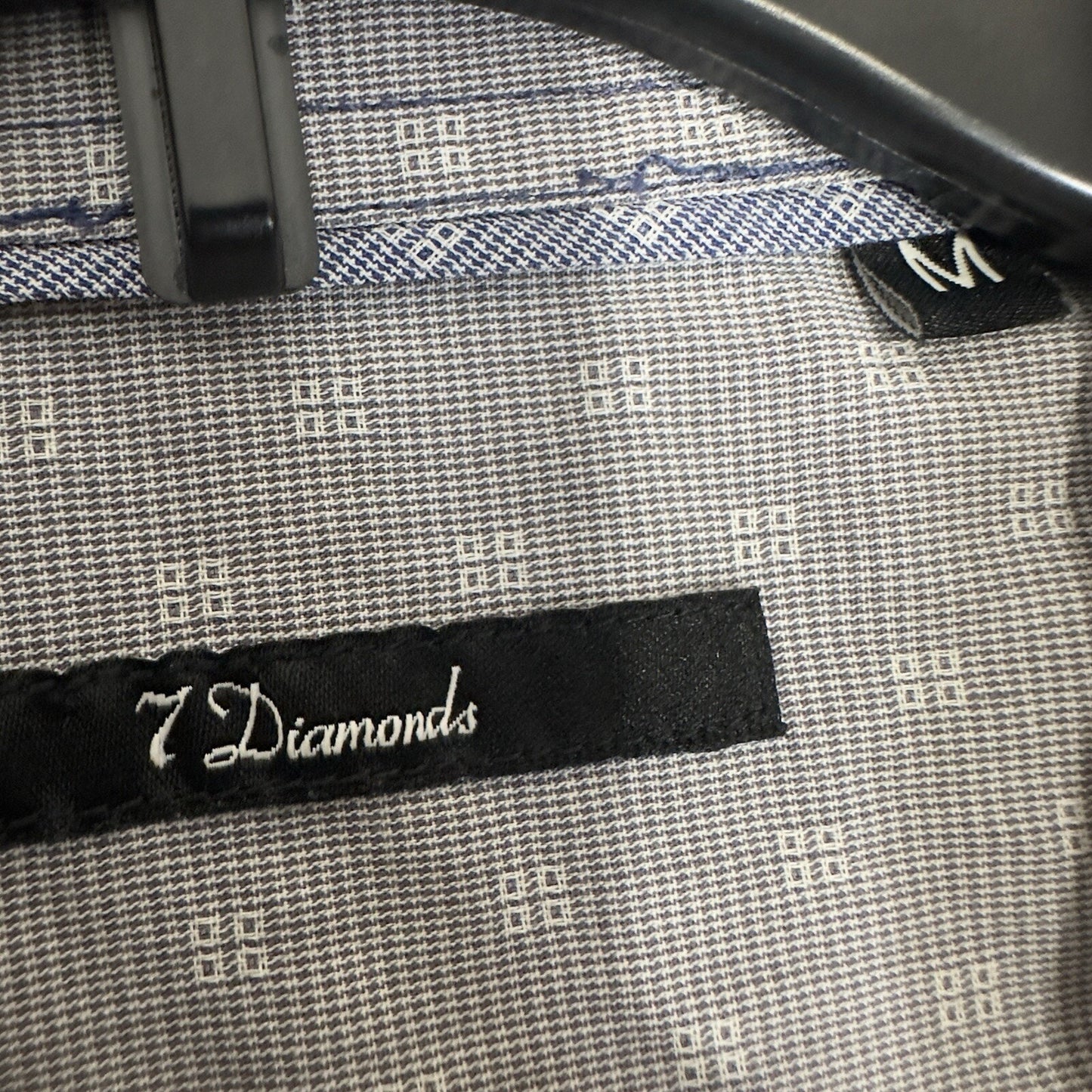 7 Diamonds Shirt Mens M Blue Flip Cuff Pearl Snap Long Sleeve Button Up Adult