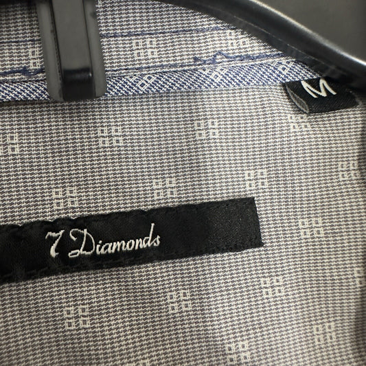 7 Diamonds Shirt Mens M Blue Flip Cuff Pearl Snap Long Sleeve Button Up Adult