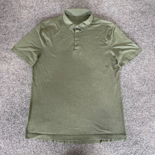 Lululemon Mens Small Green Short Sleeve Polo Shirt Golf Athletic Casual Stretch
