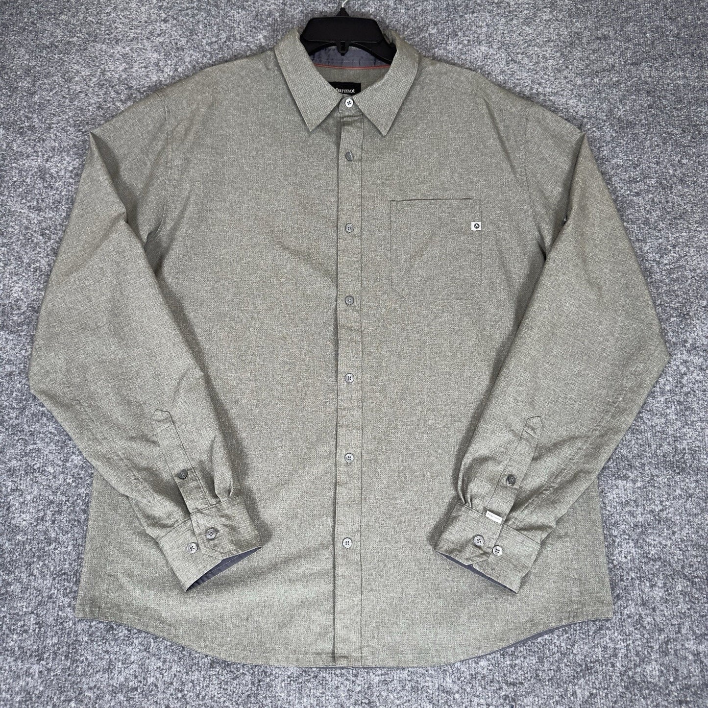 Marmot Shirt Mens XL Gray Button Up Lightweight Long Sleeve Outdoor Hiking Adult