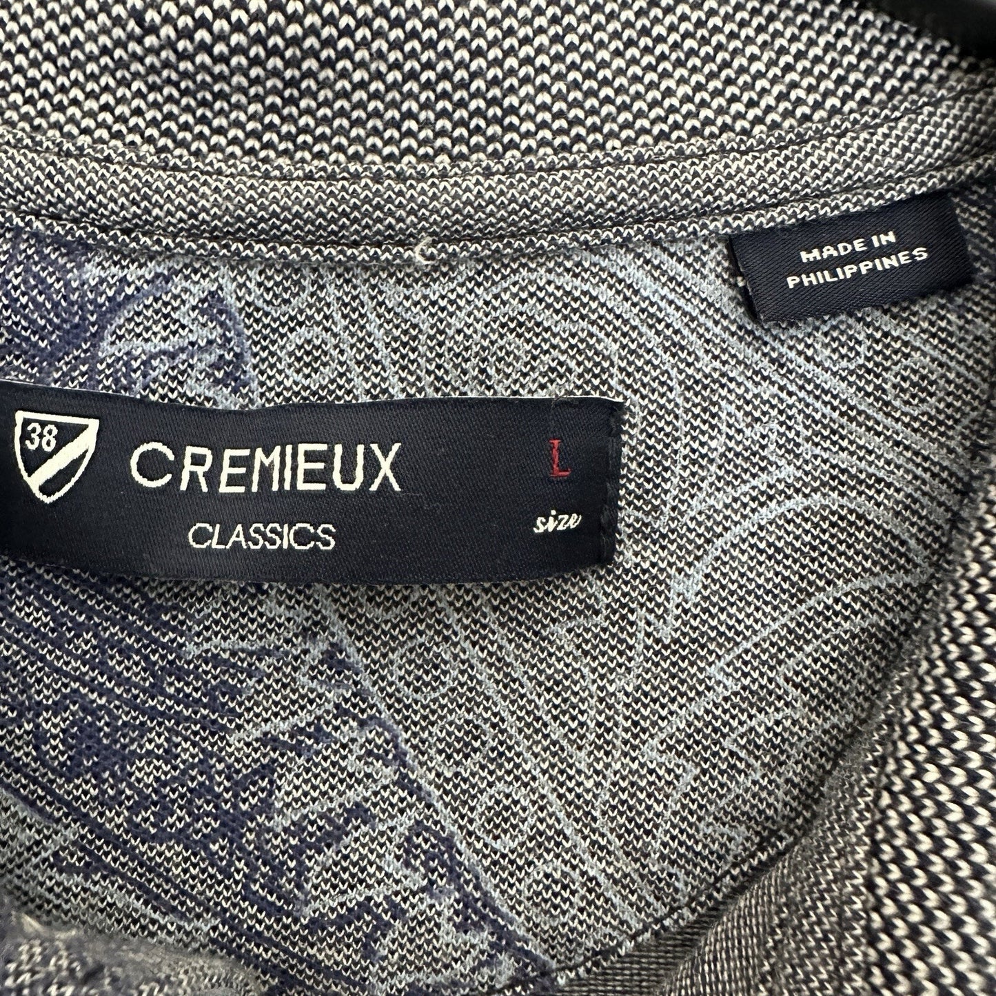 Daniel Cremieux Polo Shirt Mens Large Blue Paisley Short Sleeve Cotton Adult
