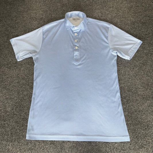 Collars & Co Mens Dress Collar Polo Shirt Blue Houndstooth Performance Medium