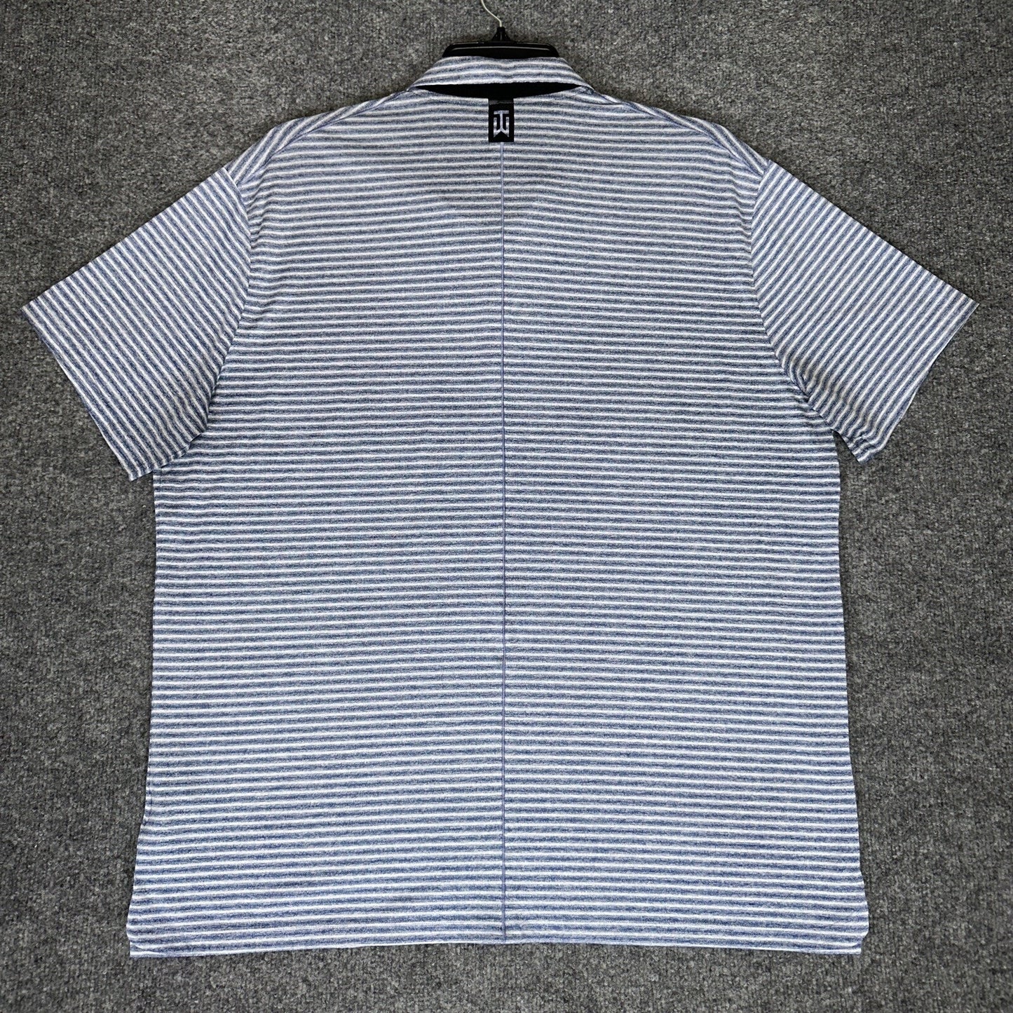 Nike Tiger Woods Shirt Mens XL Blue Striped Golf Polo Dri-Fit Performance Adult