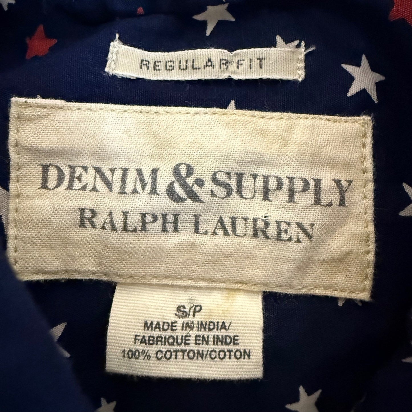 Denim & Supply Ralph Lauren Shirt Mens Small Star Print Short Sleeve Button Down