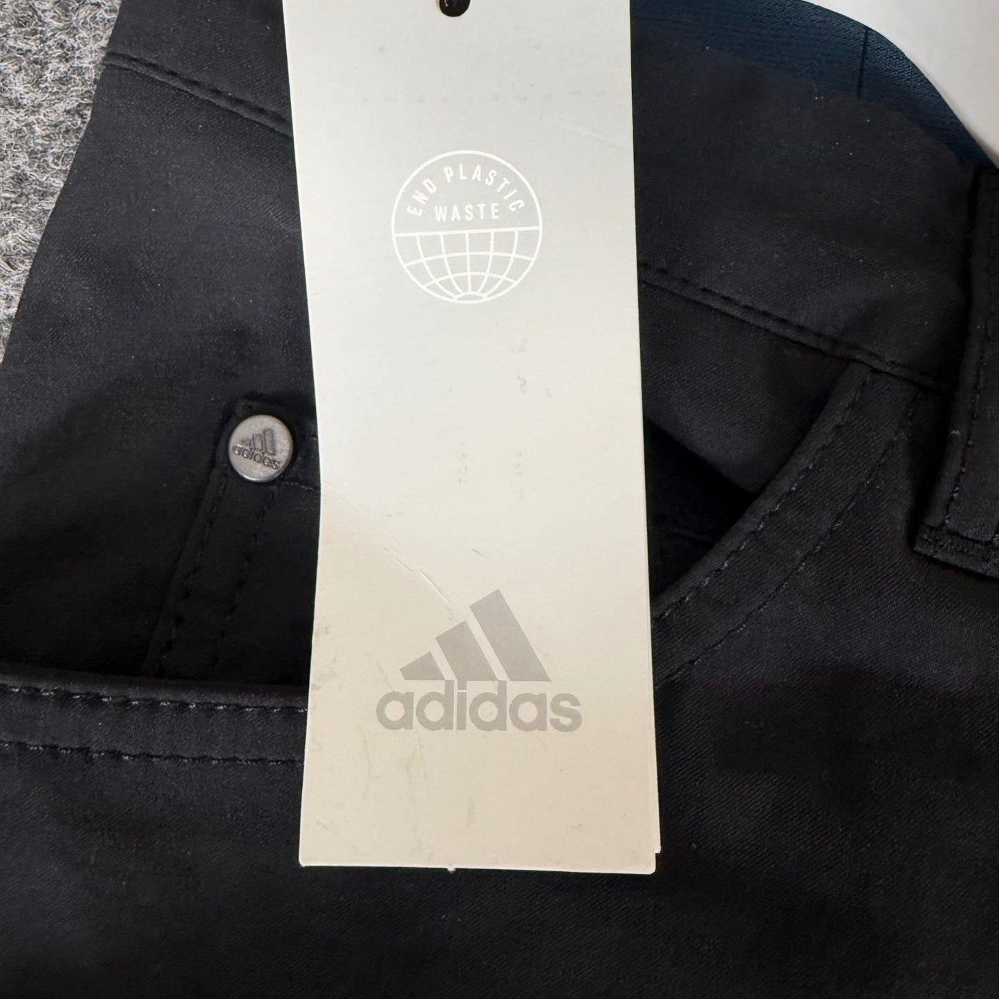 Adidas Golf Go-To 5 Pocket Pants Mens 34x33 Black Tapered Fit Stretch UPF 50+