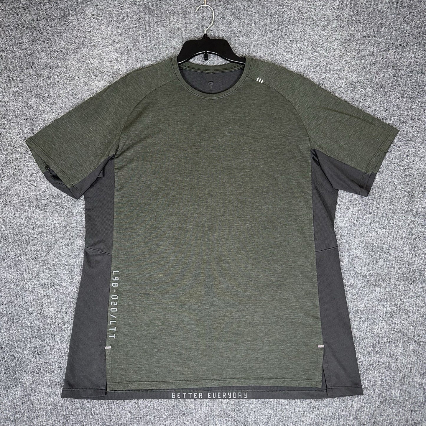 Lululemon Always Agile Shirt Mens XL Green Grey Athletic Short Sleeve Adult