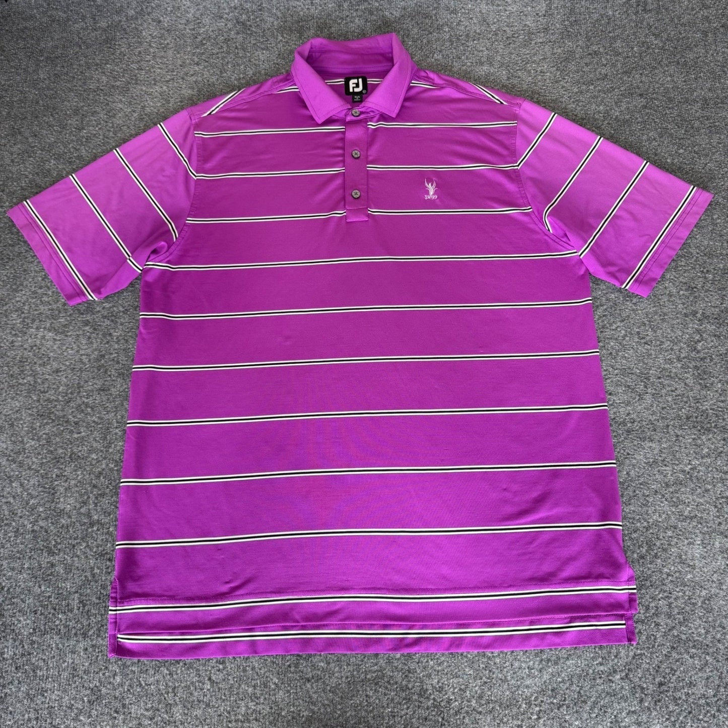 FootJoy FJ Mens Golf Polo Shirt XL Purple Stripe Performance Athletic Stretch