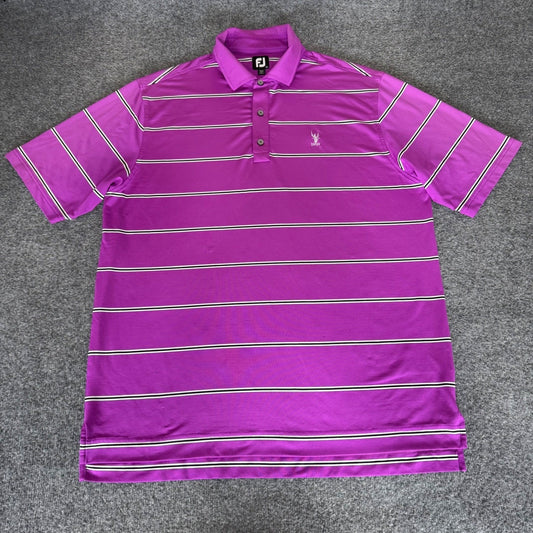 FootJoy FJ Mens Golf Polo Shirt XL Purple Stripe Performance Athletic Stretch