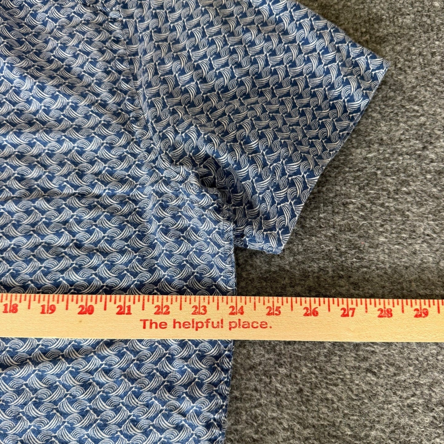 UNTUCKIT Linen Shirt Mens XL Blue Geometric Slim Short Sleeve Button Up Casual