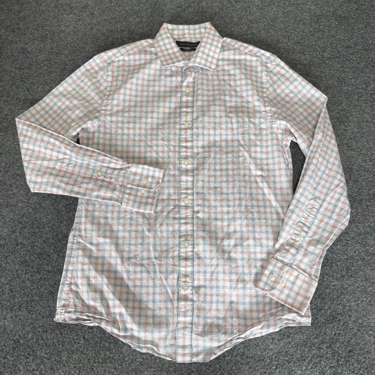 Tommy Hilfiger Mens Slim Fit Plaid Button Down Shirt Red Blue White 15 32/33 M